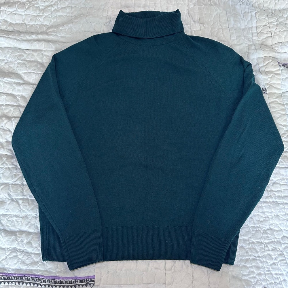 Edinburgh Turtleneck Sweater Forest Green Lambswool Made in Great Britain